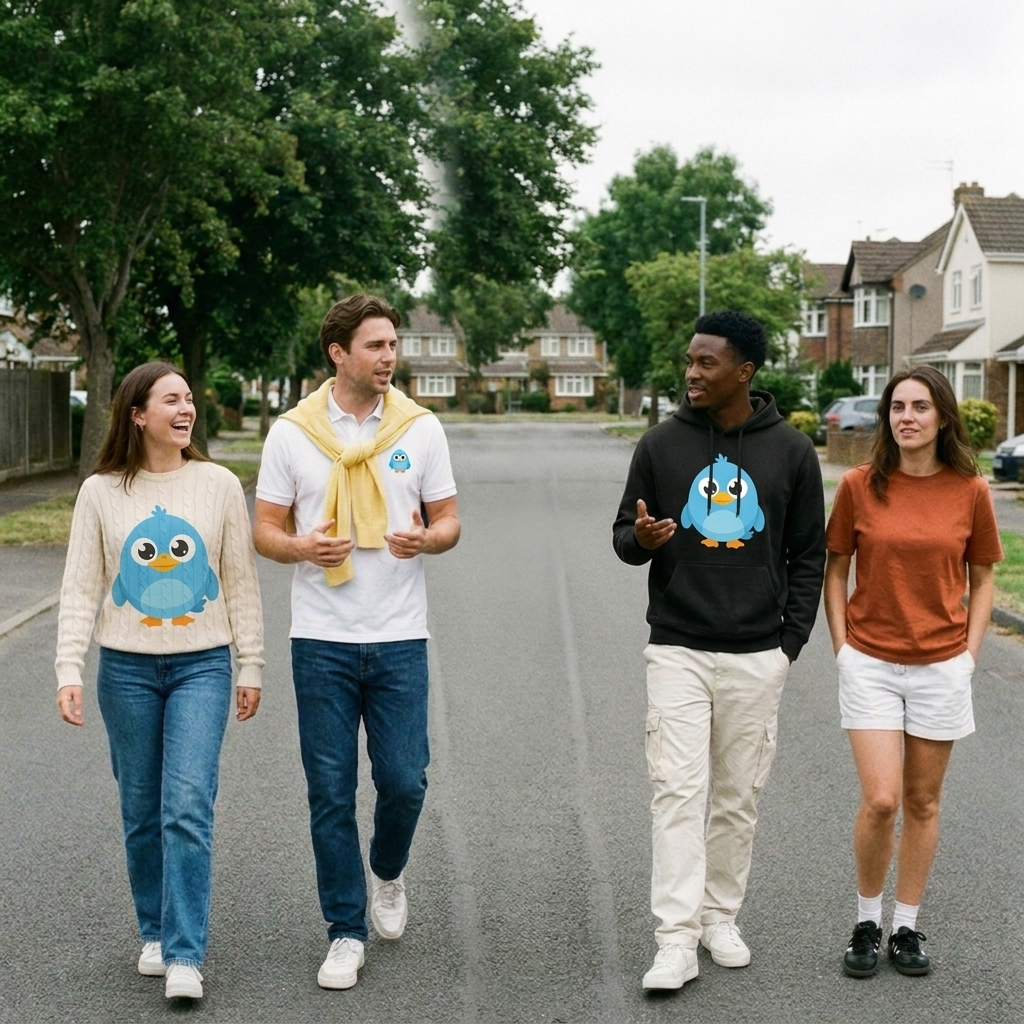 Friends walking in WEBBLE gear