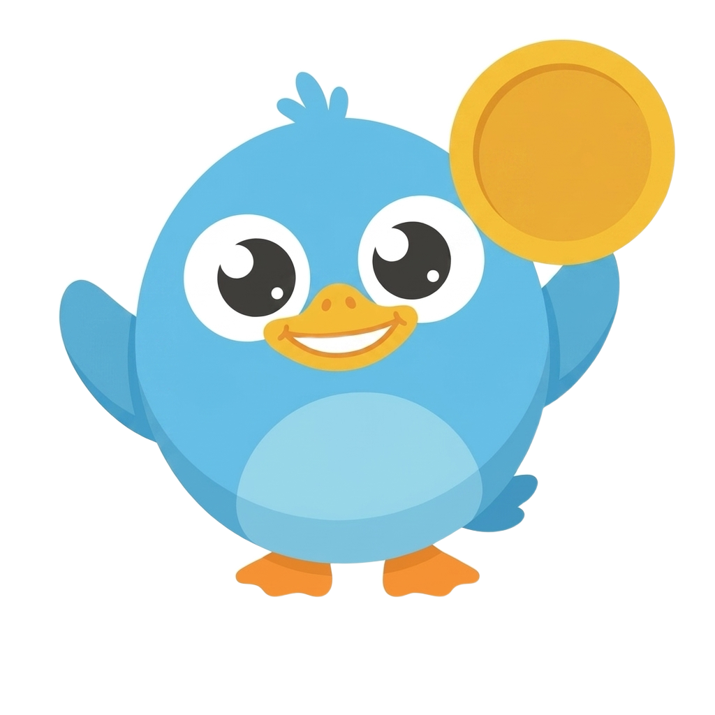 Webble proudly holding the WEBBLE coin